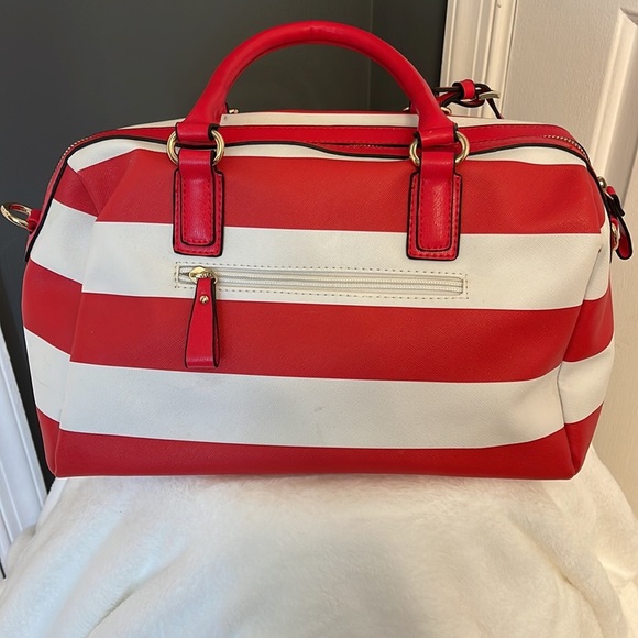 Sigal Red and White Stripe Purse - Stylish Shoulder Bag with Gold Accents NWOT - Picture 7 of 14